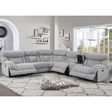 Gray sectional with deals recliners